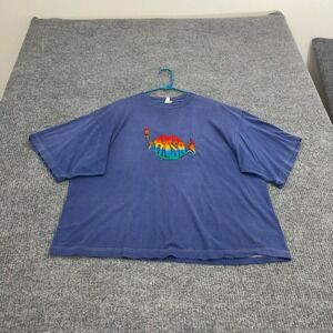 Vintage Phish T Shirt Men XL Blue Cotton Rainbow Embroidered Fish Jam Band Retro